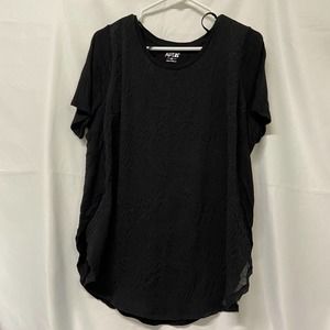 APT. 9 Black Textured Short Sleeve Women's Top